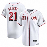 Men's Cincinnati Reds #21 Hunter Greene White Home Limited Stitched Baseball Jersey Dzhi,baseball caps,new era cap wholesale,wholesale hats