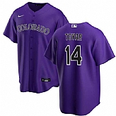 Men's Colorado Rockies #14 Ezequiel Tovar Purple Cool Base Stitched Baseball Jersey Dzhi