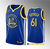 Men's Golden State Warriors #61 Pat Spencer Blue Icon Edition Stitched Basketball Jersey Dzhi