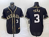 Men's Houston Astros #3 Jeremy Pena Black Gold Player Number Cool Base Jersey,baseball caps,new era cap wholesale,wholesale hats