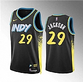 Men's Indiana Pacers #29 Quenton Jackson Black 2023-24 City Edition Stitched Basketball Jersey Dzhi