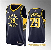 Men's Indiana Pacers #29 Quenton Jackson Navy Icon Edition Stitched Basketball Jersey Dzhi
