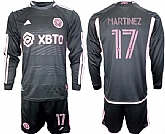 Men's Inter Miami CF #17 Martinez 2023-24 Black Away Soccer Jersey Suit