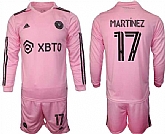 Men's Inter Miami CF #17 Martinez 2023-24 Pink Home Soccer Jersey Suit