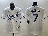 Men's Kansas City Royals #7 Bobby Witt Jr Number White Cool Base Stitched MLB Jersey,baseball caps,new era cap wholesale,wholesale hats