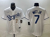 Men's Kansas City Royals #7 Bobby Witt Jr Number White Cool Base Stitched MLB Jerseys,baseball caps,new era cap wholesale,wholesale hats