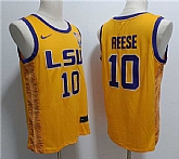 Men's LSU Tigers #10 Angel Reese Yellow Stitched Jersey