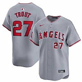 Men's Los Angeles Angels #27 Mike Trout Gray Away Limited Baseball Stitched Jersey Dzhi,baseball caps,new era cap wholesale,wholesale hats