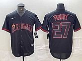 Men's Los Angeles Angels #27 Mike Trout Lights Out Black Fashion Cool base Nike Jersey,baseball caps,new era cap wholesale,wholesale hats