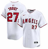 Men's Los Angeles Angels #27 Mike Trout White Home Limited Baseball Stitched Jersey Dzhi,baseball caps,new era cap wholesale,wholesale hats