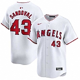 Men's Los Angeles Angels #43 Patrick Sandoval White Home Limited Baseball Stitched Jersey Dzhi,baseball caps,new era cap wholesale,wholesale hats