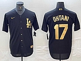 Men's Los Angeles Dodgers #17 Shohei Ohtani Black Gold Cool Base Stitched Jersey,baseball caps,new era cap wholesale,wholesale hats