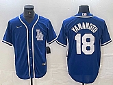 Men's Los Angeles Dodgers #18 Yoshinobu Yamamoto Blue Cool Base Stitched Baseball Jersey,baseball caps,new era cap wholesale,wholesale hats