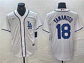 Men's Los Angeles Dodgers #18 Yoshinobu Yamamoto White Cool Base Stitched Baseball Jersey,baseball caps,new era cap wholesale,wholesale hats