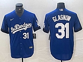 Men's Los Angeles Dodgers #31 Tyler Glasnow Number Blue 2021 City Connect Cool Base Stitched Jerseys,baseball caps,new era cap wholesale,wholesale hats