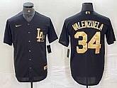 Men's Los Angeles Dodgers #34 Toro Valenzuela Black Gold Cool Base Stitched Baseball Jersey,baseball caps,new era cap wholesale,wholesale hats