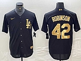 Men's Los Angeles Dodgers #42 Jackie Robinson Black Gold Cool Base Stitched Jersey,baseball caps,new era cap wholesale,wholesale hats