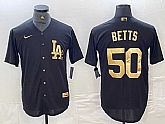 Men's Los Angeles Dodgers #50 Mookie Betts Black Gold Cool Base Stitched Jersey,baseball caps,new era cap wholesale,wholesale hats