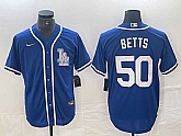 Men's Los Angeles Dodgers #50 Mookie Betts Blue Cool Base Stitched Baseball Jersey,baseball caps,new era cap wholesale,wholesale hats