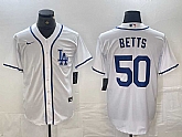 Men's Los Angeles Dodgers #50 Mookie Betts White Cool Base Stitched Baseball Jersey,baseball caps,new era cap wholesale,wholesale hats