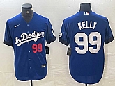 Men's Los Angeles Dodgers #99 Joe Kelly Number Blue 2021 City Connect Cool Base Stitched Jersey,baseball caps,new era cap wholesale,wholesale hats