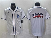 Men's Los Angeles Dodgers Team Big Logo White Cool Base Stitched Baseball Jersey