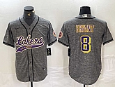 Men's Los Angeles Lakers #8 Kobe Bryant Grey Cool Base Stitched Baseball Jersey,baseball caps,new era cap wholesale,wholesale hats