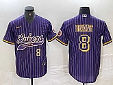 Men's Los Angeles Lakers #8 Kobe Bryant Purple Pinstripe Cool Base Stitched Baseball Jerseys,baseball caps,new era cap wholesale,wholesale hats