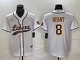 Men's Los Angeles Lakers #8 Kobe Bryant White Cool Base Stitched Baseball Jersey,baseball caps,new era cap wholesale,wholesale hats