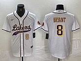 Men's Los Angeles Lakers #8 Kobe Bryant White Cool Base Stitched Baseball Jerseys,baseball caps,new era cap wholesale,wholesale hats