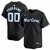 Men's Miami Marlins Customized Black 2024 Alternate Limited Stitched Baseball Jersey