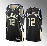 Men's Milwaukee Bucks #12 Danilo Gallinari Black Statement Edition Stitched Basketball Jersey Dzhi,baseball caps,new era cap wholesale,wholesale hats