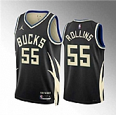 Men's Milwaukee Bucks #55 Ryan Rollins Black Statement Edition Stitched Basketball Jersey Dzhi