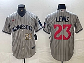Men's Minnesota Twins #23 Royce Lewis Number 2023 Grey Home Team Cool Base Stitched Jersey,baseball caps,new era cap wholesale,wholesale hats