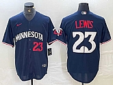 Men's Minnesota Twins #23 Royce Lewis Number 2023 Navy Blue Cool Base Stitched Jersey,baseball caps,new era cap wholesale,wholesale hats