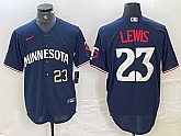 Men's Minnesota Twins #23 Royce Lewis Number 2023 Navy Blue Cool Base Stitched Jerseys,baseball caps,new era cap wholesale,wholesale hats