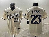 Men's Minnesota Twins #23 Royce Lewis Number Cream Cool Base Stitched Baseball Jersey,baseball caps,new era cap wholesale,wholesale hats