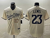 Men's Minnesota Twins #23 Royce Lewis Number Cream Cool Base Stitched Baseball Jerseys,baseball caps,new era cap wholesale,wholesale hats