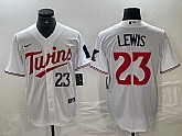 Men's Minnesota Twins #23 Royce Lewis Number White Stitched MLB Cool Base Nike Jersey,baseball caps,new era cap wholesale,wholesale hats