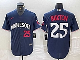 Men's Minnesota Twins #25 Byron Buxton Number 2023 Navy Blue Cool Base Jerseys,baseball caps,new era cap wholesale,wholesale hats