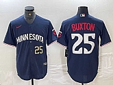 Men's Minnesota Twins #25 Byron Buxton Number 2023 Navy Blue Cool Base Stitched Jerseys,baseball caps,new era cap wholesale,wholesale hats