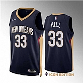 Men's New Orleans Pelicans #33 Malcolm Hill Navy Icon Edition Stitched Basketball Jersey Dzhi