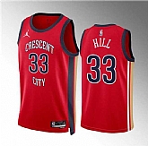 Men's New Orleans Pelicans #33 Malcolm Hill Red Statement Edition Stitched Basketball Jersey Dzhi