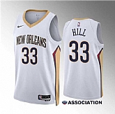 Men's New Orleans Pelicans #33 Malcolm Hill White Association Edition Stitched Basketball Jersey Dzhi