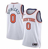 Men's New Yok Knicks #0 Donte DiVincenzo White Association Edition Swingman Stitched Basketball Jersey Dzhi