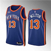 Men's New Yok Knicks #13 Shake Milton Blue 2023-24 City Edition Stitched Basketball Jersey Dzhi