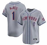 Men's New York Mets #1 Jeff McNeil 2024 Gray Away Limited Stitched Baseball Jersey Dzhi,baseball caps,new era cap wholesale,wholesale hats