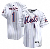Men's New York Mets #1 Jeff McNeil White 2024 Home Limited Stitched Baseball Jersey Dzhi,baseball caps,new era cap wholesale,wholesale hats