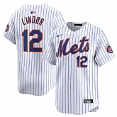 Men's New York Mets #12 Francisco Lindor White 2024 Home Limited Stitched Baseball Jersey Dzhi,baseball caps,new era cap wholesale,wholesale hats