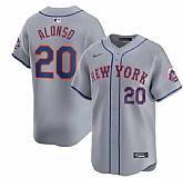 Men's New York Mets #20 Pete Alonso 2024 Gray Away Limited Stitched Baseball Jersey Dzhi,baseball caps,new era cap wholesale,wholesale hats